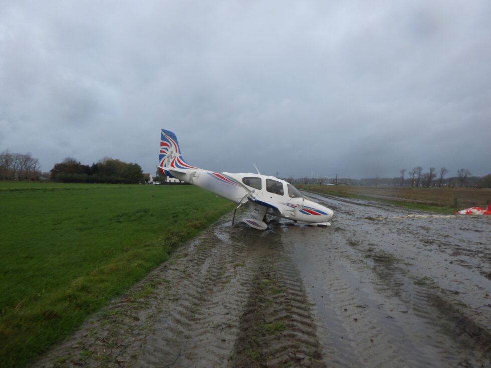 De Cirrus na de noodlanding Bron: Air Accident Investigation Unit, Belgium