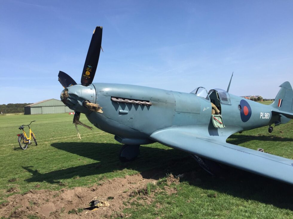 De Spitfire nadat deze tot stilstand kwam.  (Bron: K. Struik)